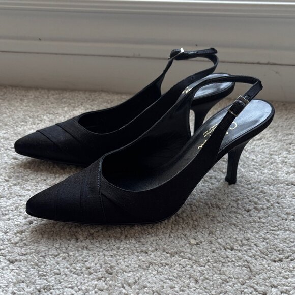 Vintage Cole Haan Collection Made in Italy Elegant Black Slingback Heels - Picture 9 of 12